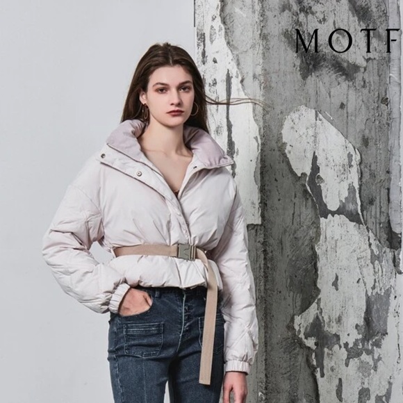 MOTF- Light baby pink puffer jacket with belt - Picture 1 of 5